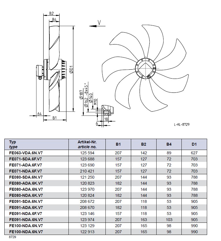 Габаритные размеры FE063-VDK.6N.V7