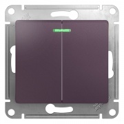 2-клавишный выключатель с подсветкой 10A механизм SE Glossa, сиреневый туман