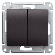 Двухклавишный выключатель 10А механизм SE Glossa, шоколад