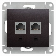 Розетка двойная компьютерная RJ45+RJ45 кат.5E механизм SE Glossa, шоколад