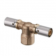 Тройник с переходом на внутреннюю резьбу Oventrop Cofit P - 40x3.5 x 1" (прессовой, латунь)