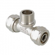 Тройник с переходом на наружную резьбу VALTEC VTm.333 - 20 x 3/4" (винтовой, для металлопласт.труб)