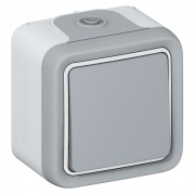 Кнопочный выключатель IP55 накладной монтаж Legrand Plexo серый