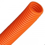 Труба ПНД гибкая гофр. д.20мм, лёгкая без протяжки, цвет оранжевый [бухта 100м]